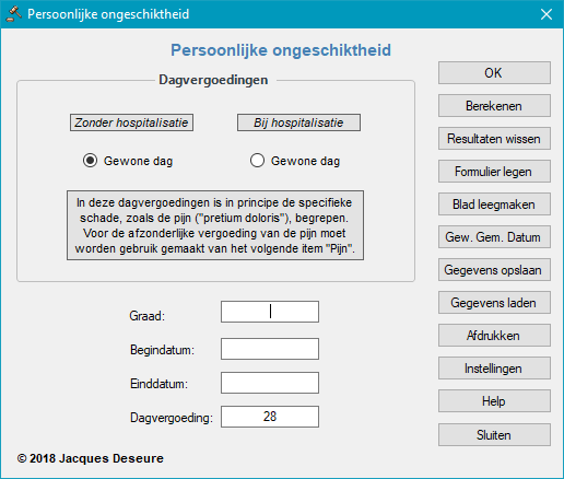 Persoonlijke ongeschiktheid - Gegevens invoeren