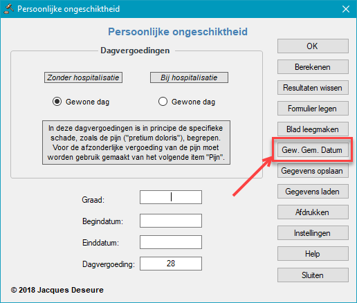 Tijdelijke persoonlijke ongeschiktheid - Gewogen Gemiddelde Datum Tijdelijke persoonlijke ongeschiktheid - Gewogen Gemiddelde Datum